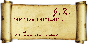 Jálics Kálmán névjegykártya
