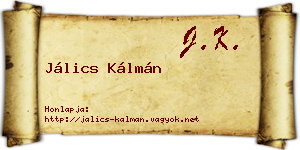 Jálics Kálmán névjegykártya